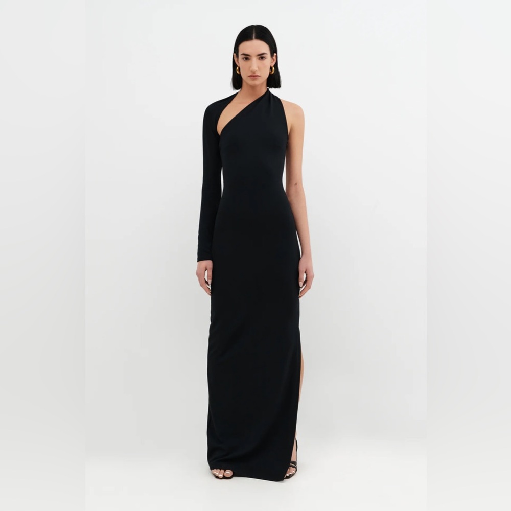 One-Shoulder Black Evening Gown